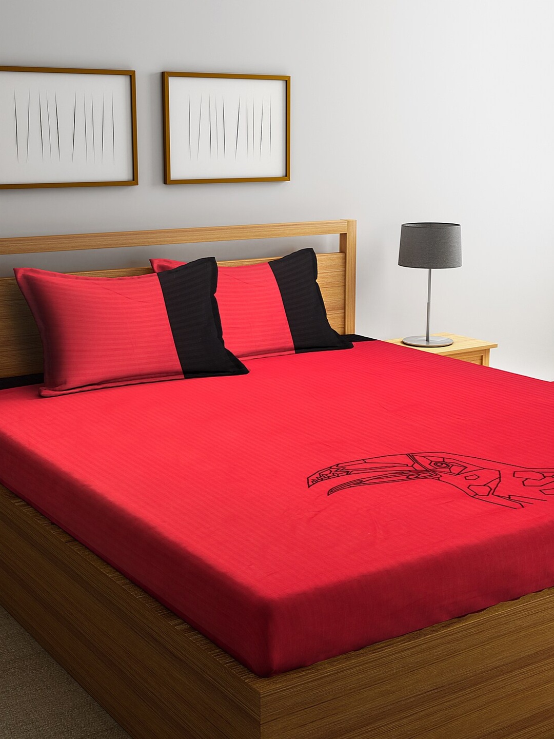 

DECOREALM Red Bedsheet with pillow Covers