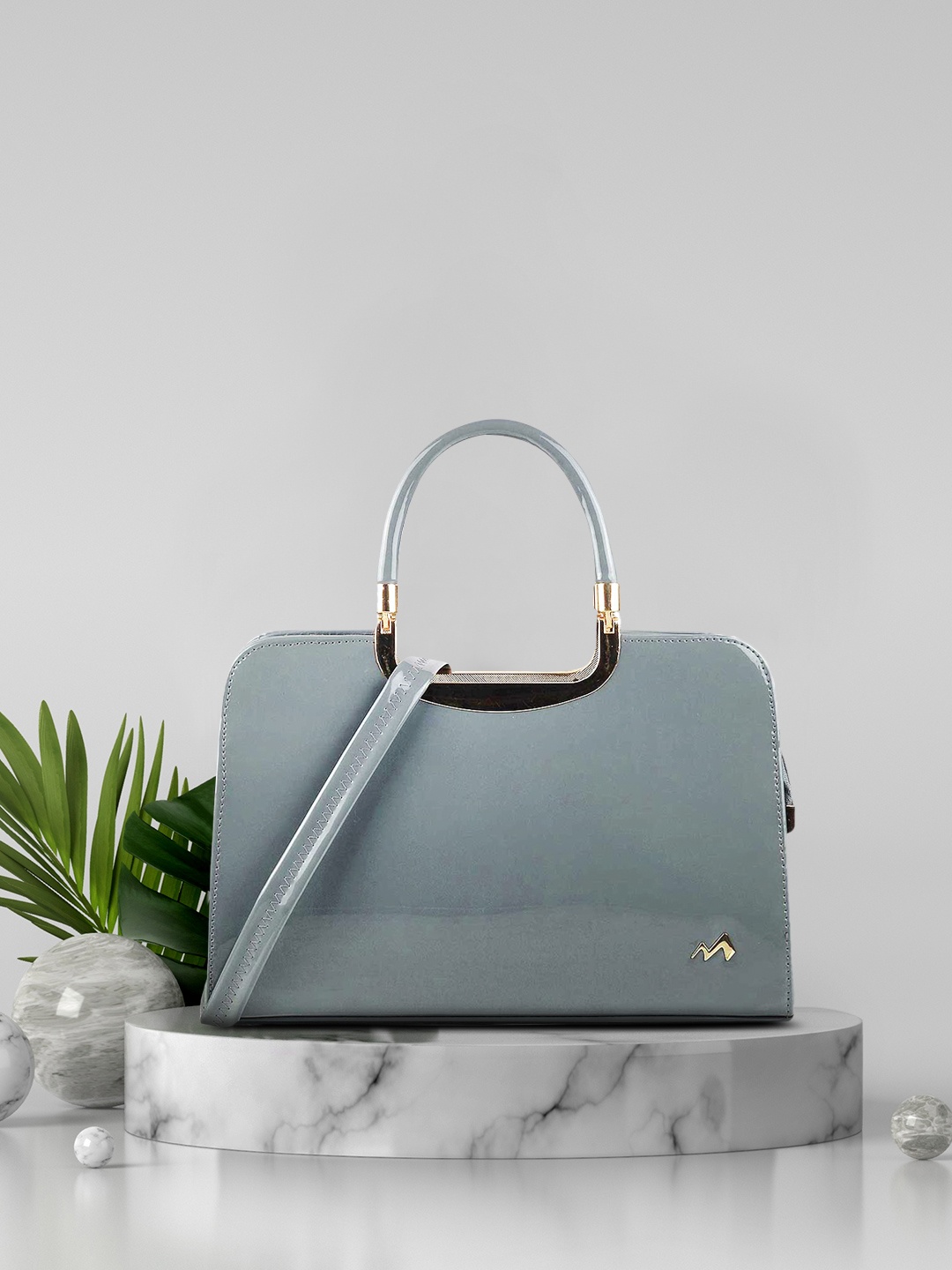 

Metro Blue PU Oversized Structured Handheld Bag