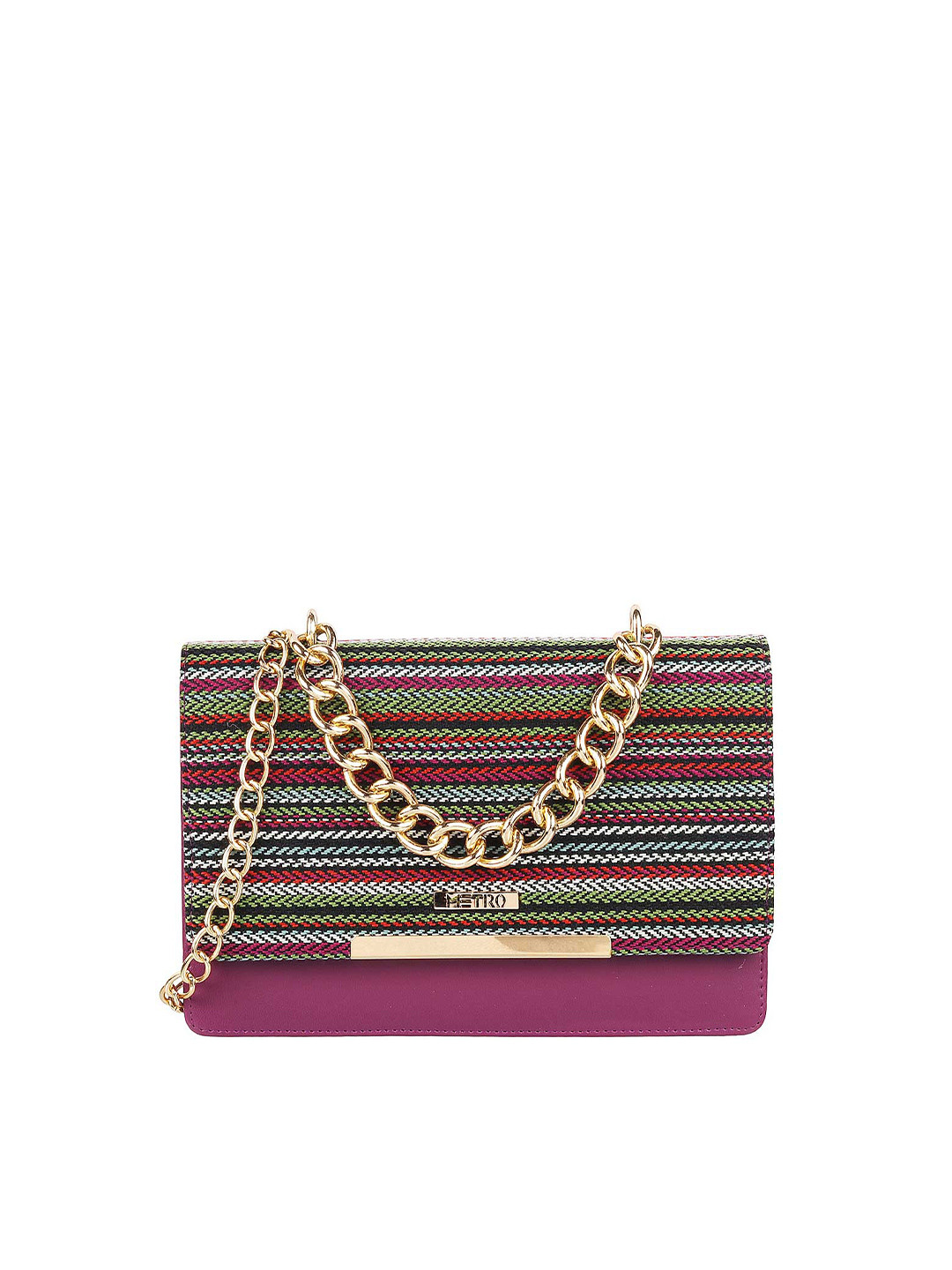

Metro Women Purple & multi colored Envelope clutch