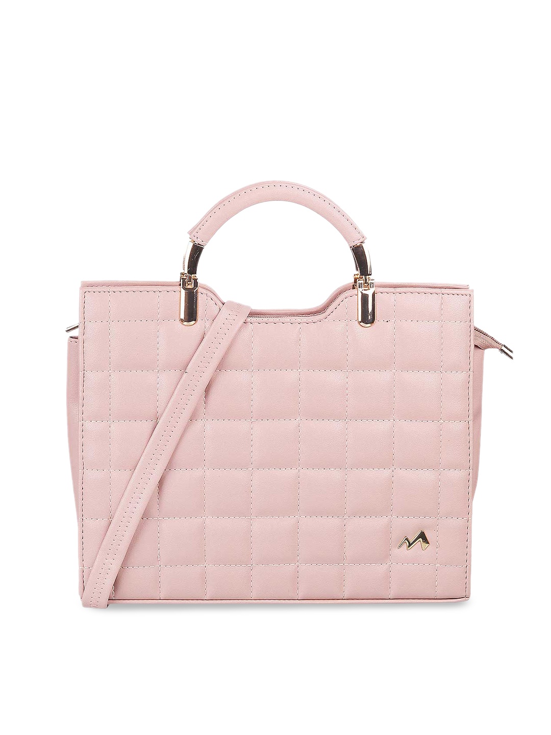 

Metro Pink PU Structured Quilted Handheld Bag