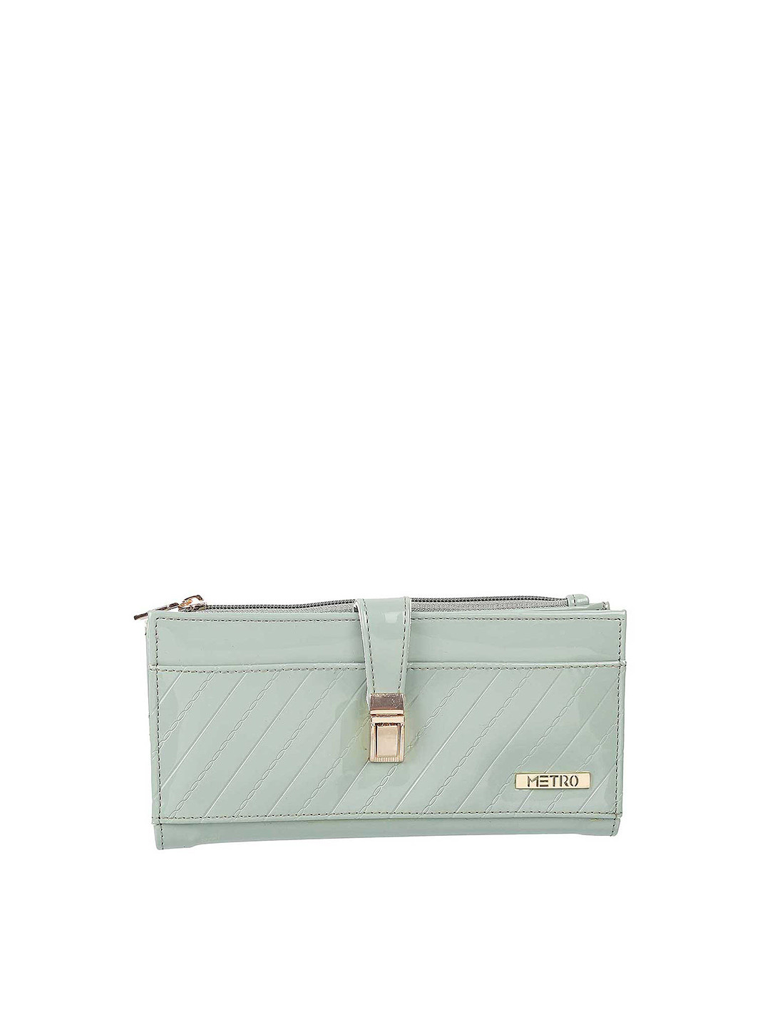 

Metro Women Green Solid Cut Work Envelope Clutch