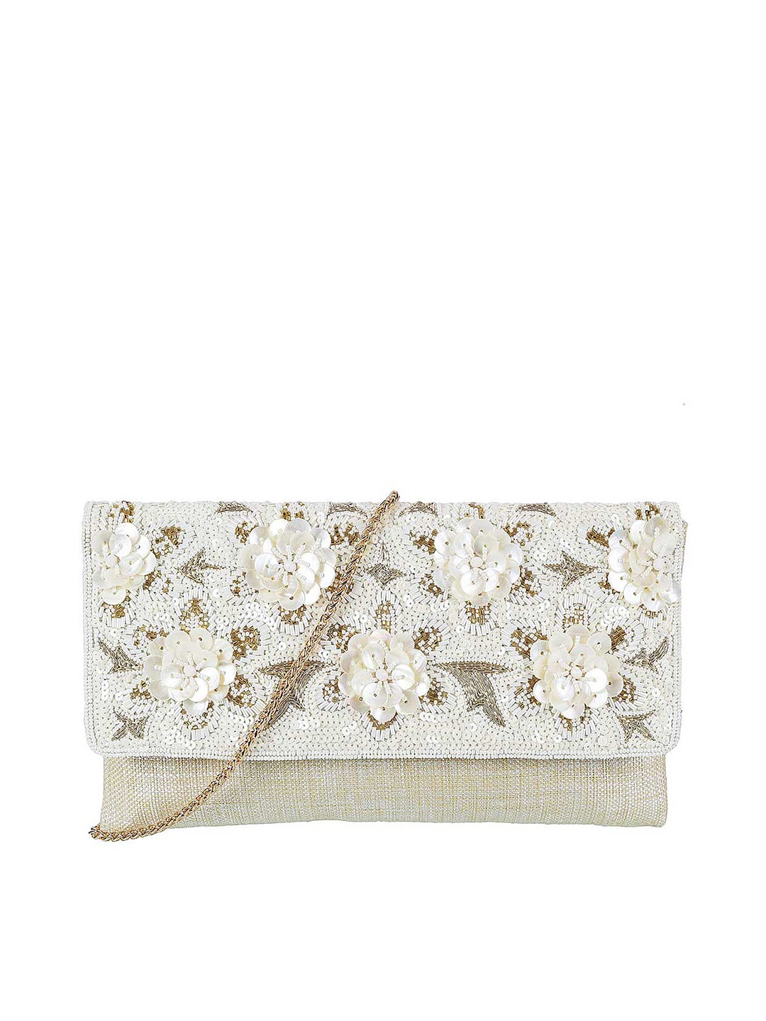 

Metro Women Beige & Off White Sequins Embellished Envelope Clutch