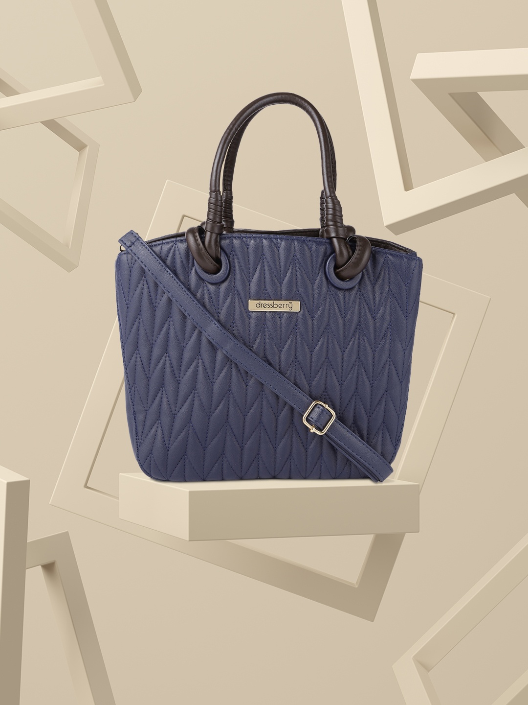 

DressBerry Navy Blue Quilted Handheld Bag