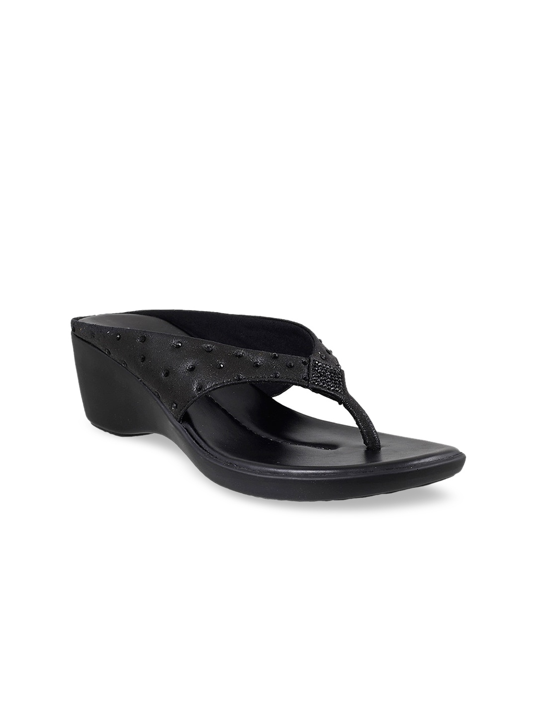 

Metro Women Black Embellished Wedge Sandals