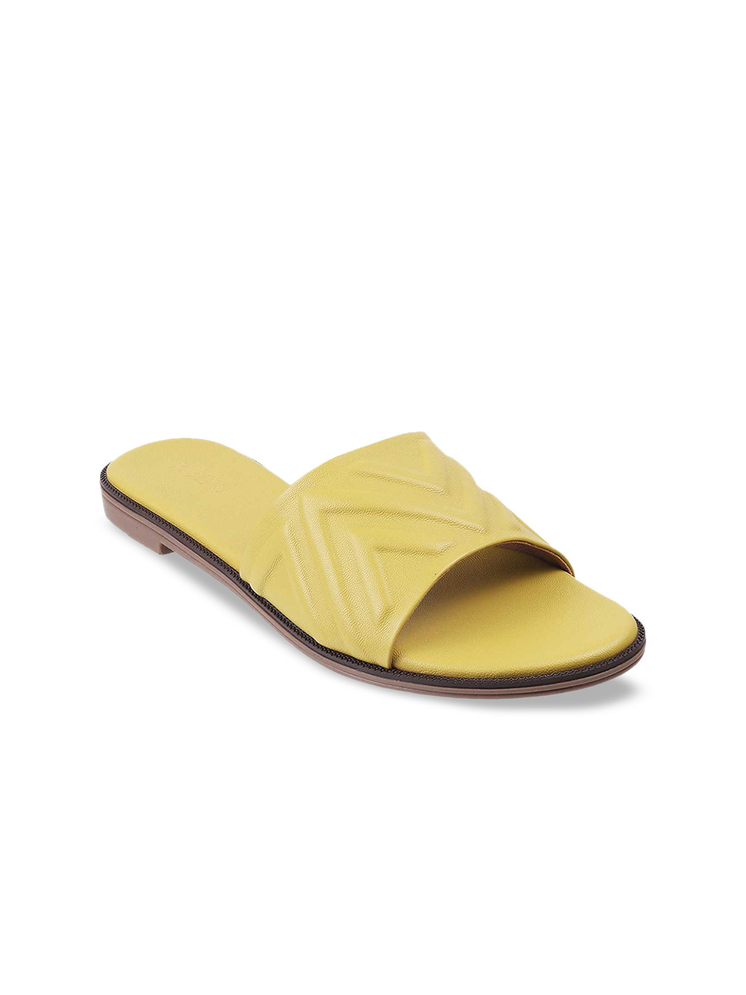 

Metro Women Yellow Textured Open Toe Flats