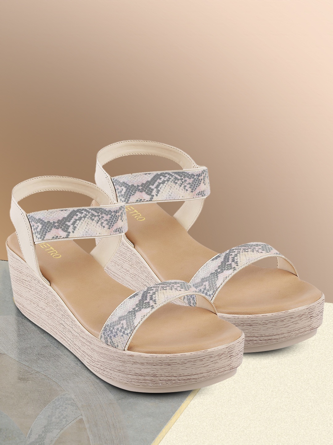 

Metro Beige Printed Wedge Sandals