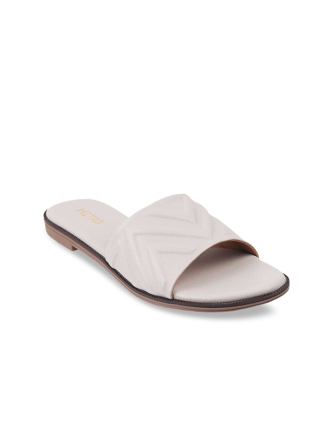 

Metro Women Grey Textured Open Toe Flats