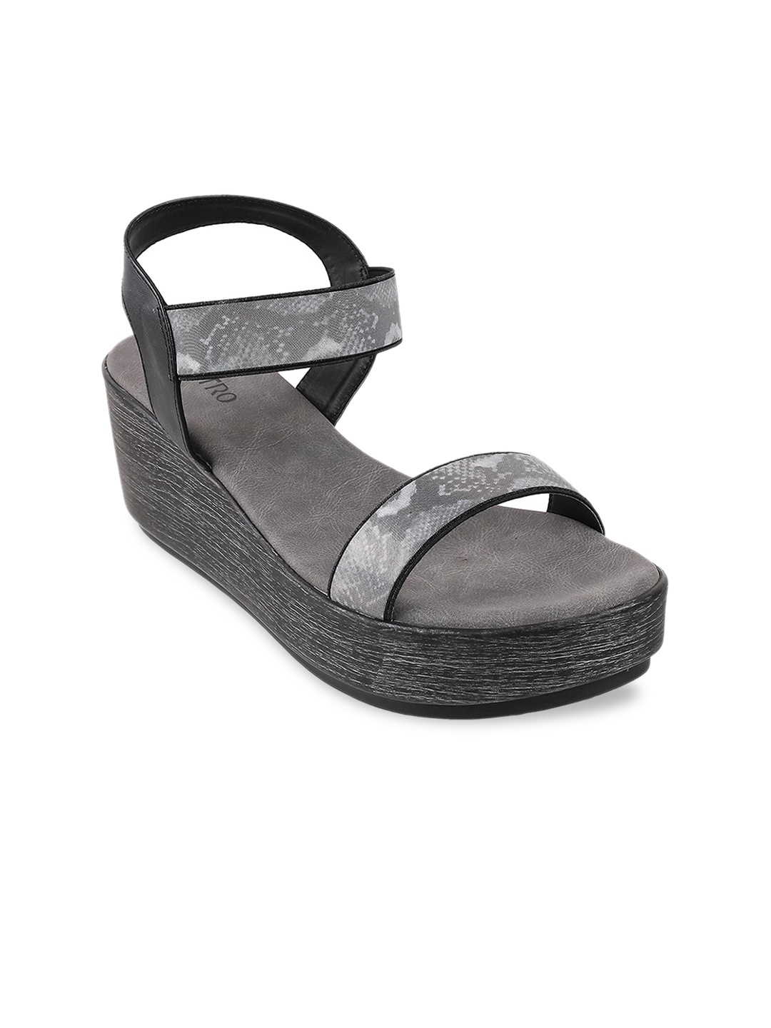 

Metro Black & Grey Printed Flatform Sandals