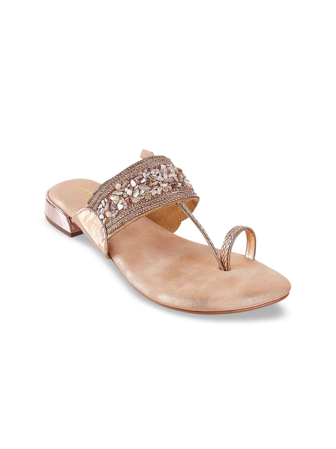 

Metro Women Gold-Toned Textured One Toe Flats