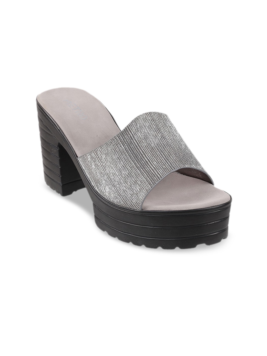 

Metro Grey Embellished Platform Mules
