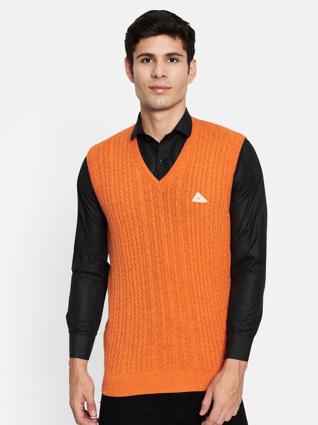 

Monte Carlo Men Orange Cable Knit Sweater Vest