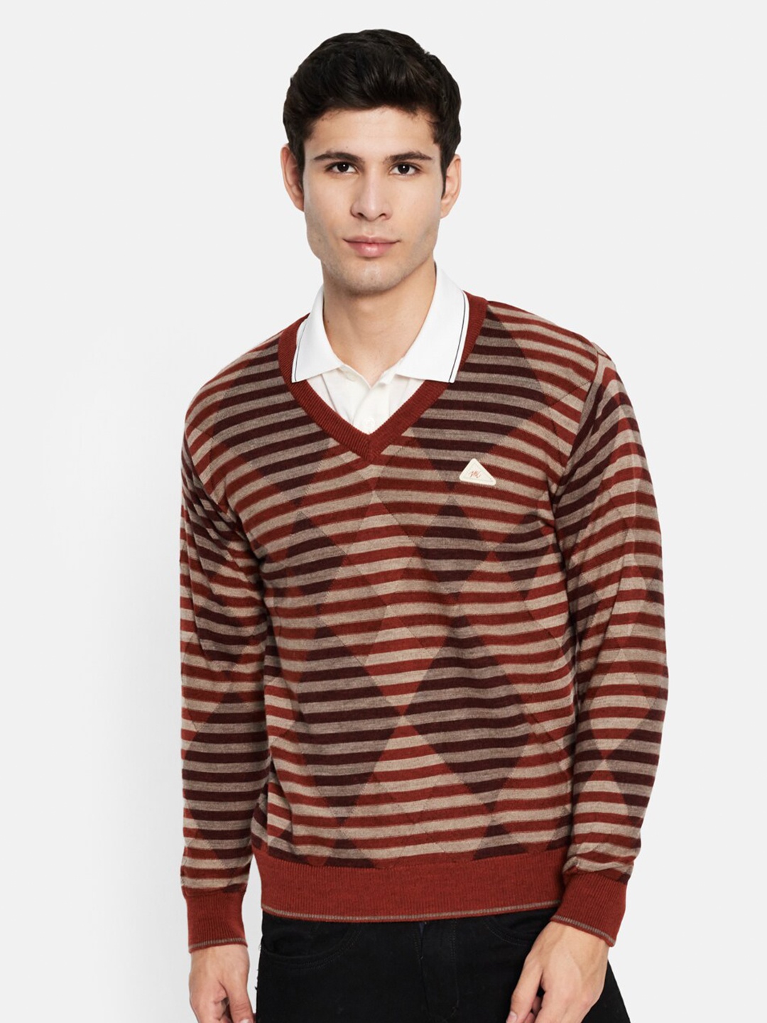 

Monte Carlo Men Orange & Beige Wool Printed Pullover