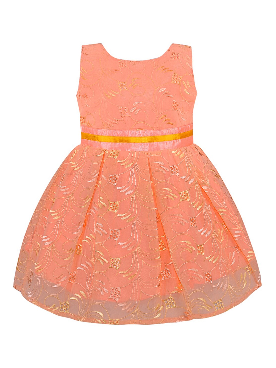 

Wish Karo Kids Girls Peach Georgette Dress