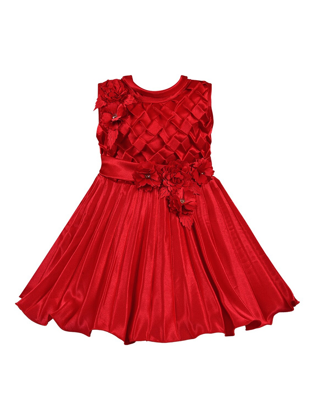 

Wish Karo Girls Red Applique Detail Satin Dress