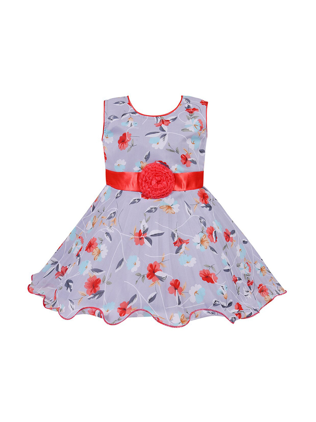 

Wish Karo Grey Floral Georgette Dress