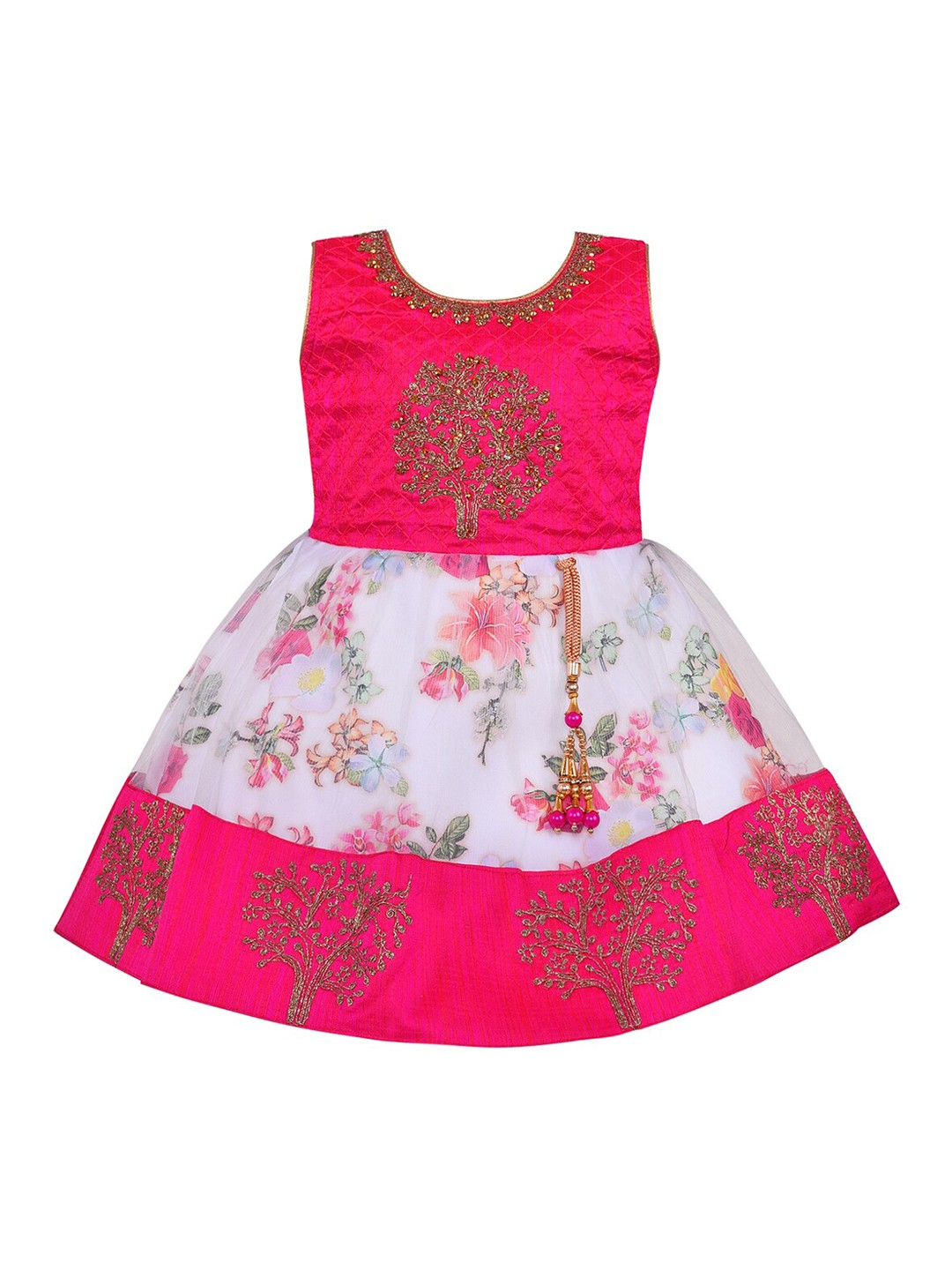 

Wish Karo Girls White Floral Satin Dress