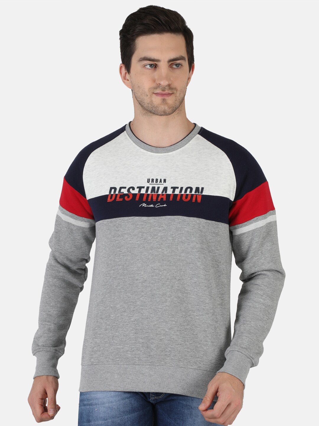 

Monte Carlo Men Grey & White Printed Sweatshirt