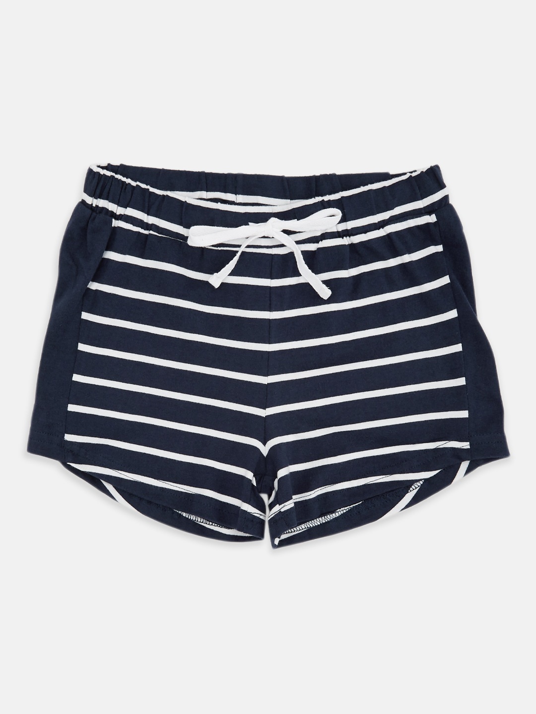 

Pantaloons Junior Girls Navy Blue Striped Hot Pants Shorts