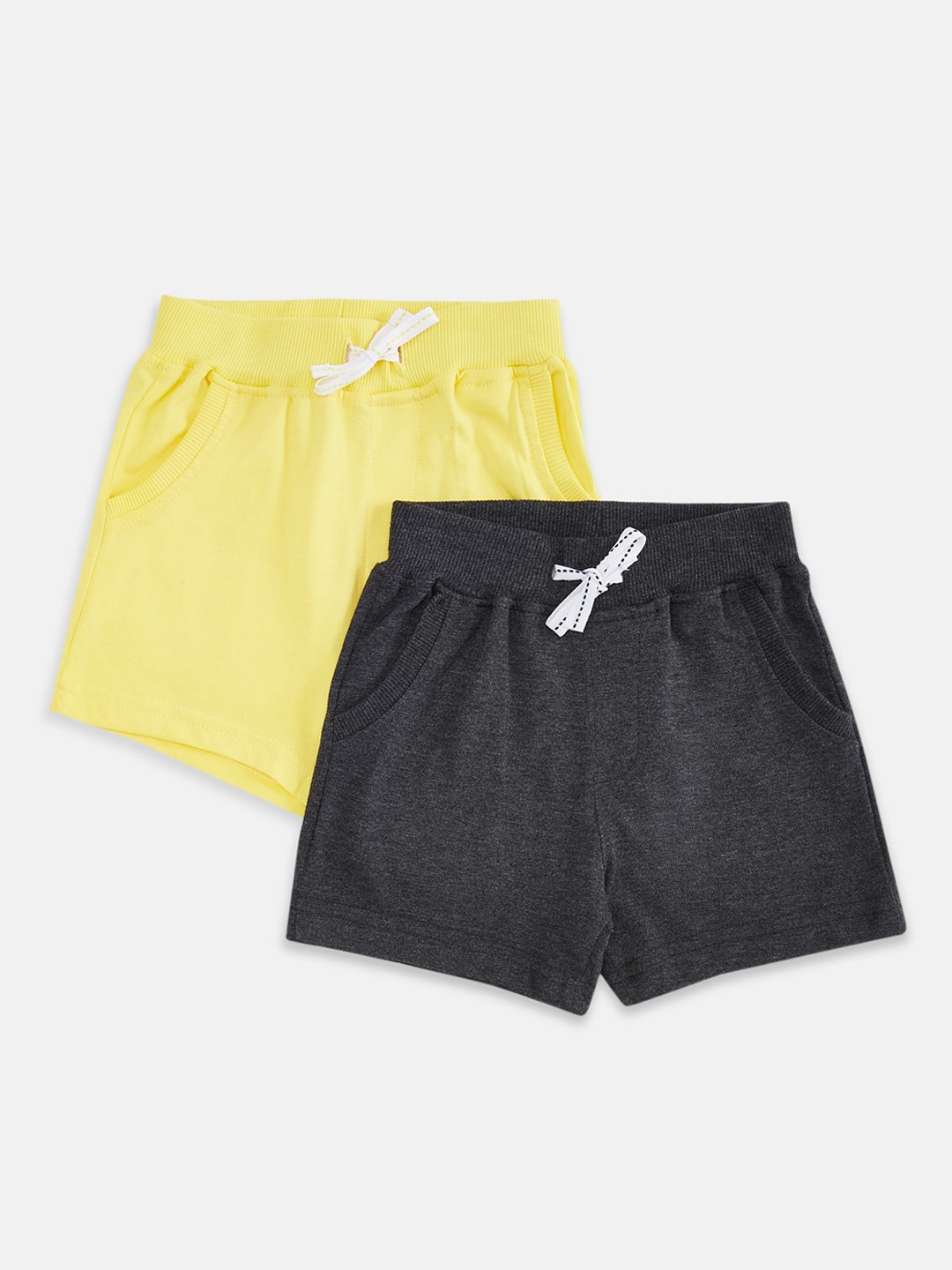 

Pantaloons Baby Boys Pack Of 2 Yellow & Black Pure Cotton Regular Shorts