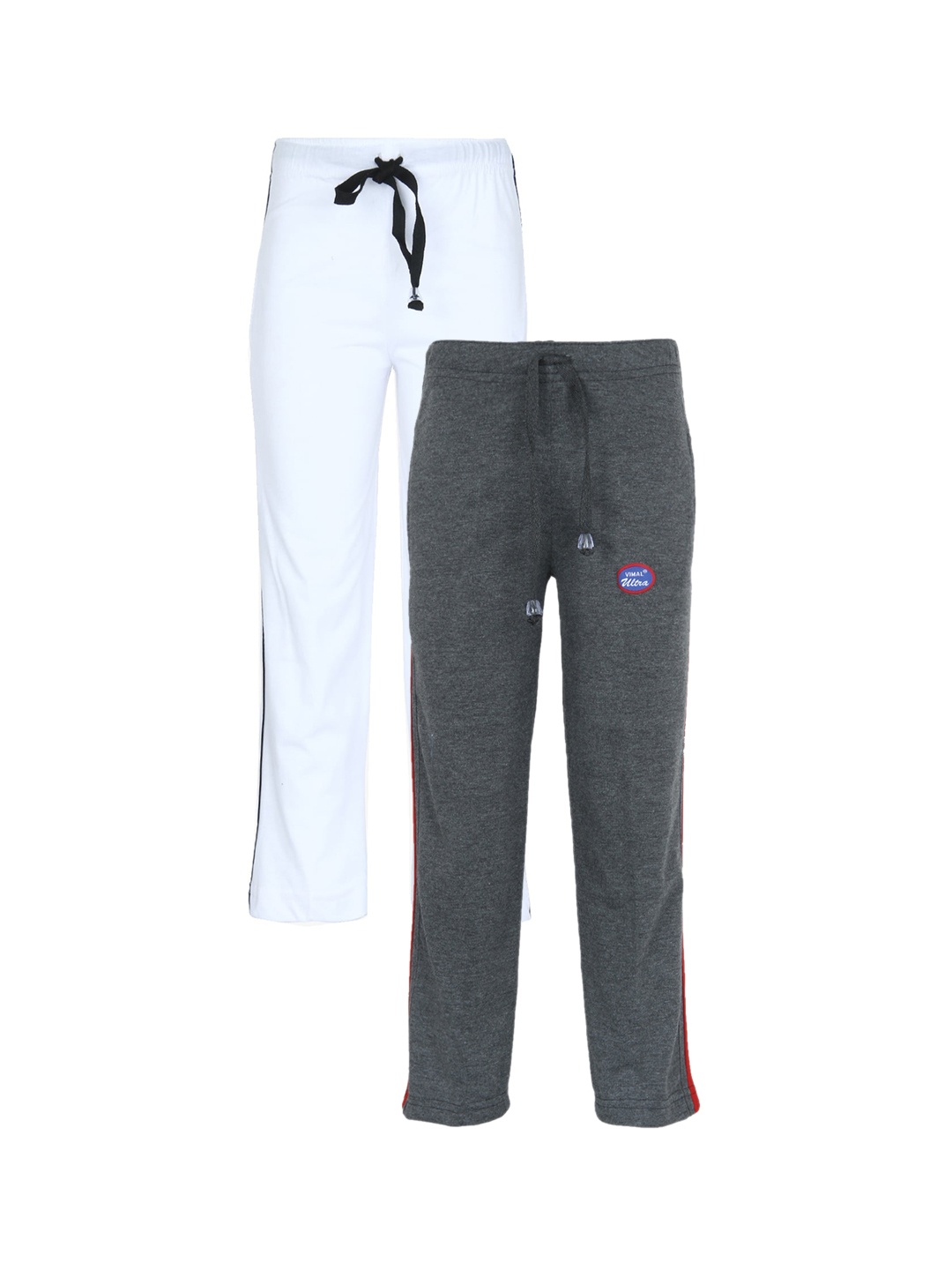 

VIMAL JONNEY Pack Of 2 Kids White & Grey Cotton Track Pants