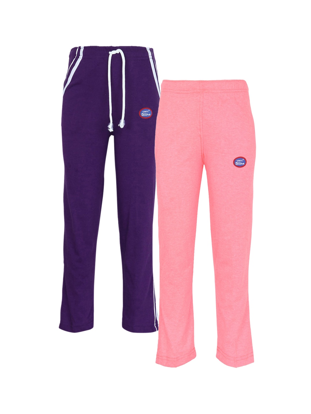 

VIMAL JONNEY Kids Pack of 2 Purple & Peach Track Pants