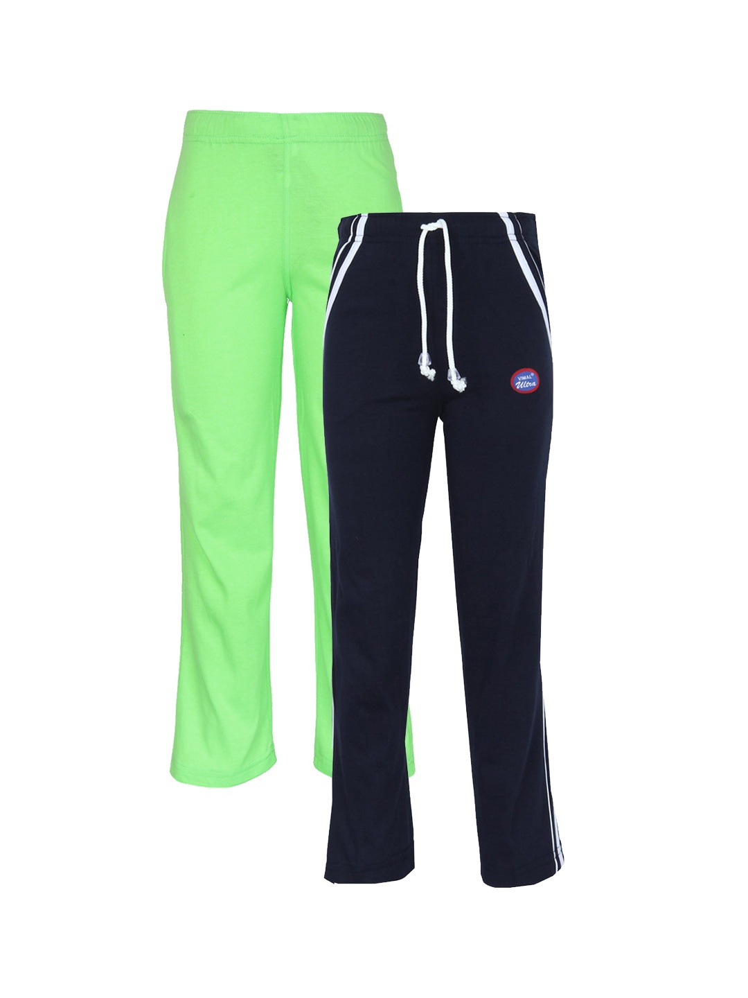 

MACK JONNEY Pack Of 2 Kids Green & Navy Blue Cotton Track Pants