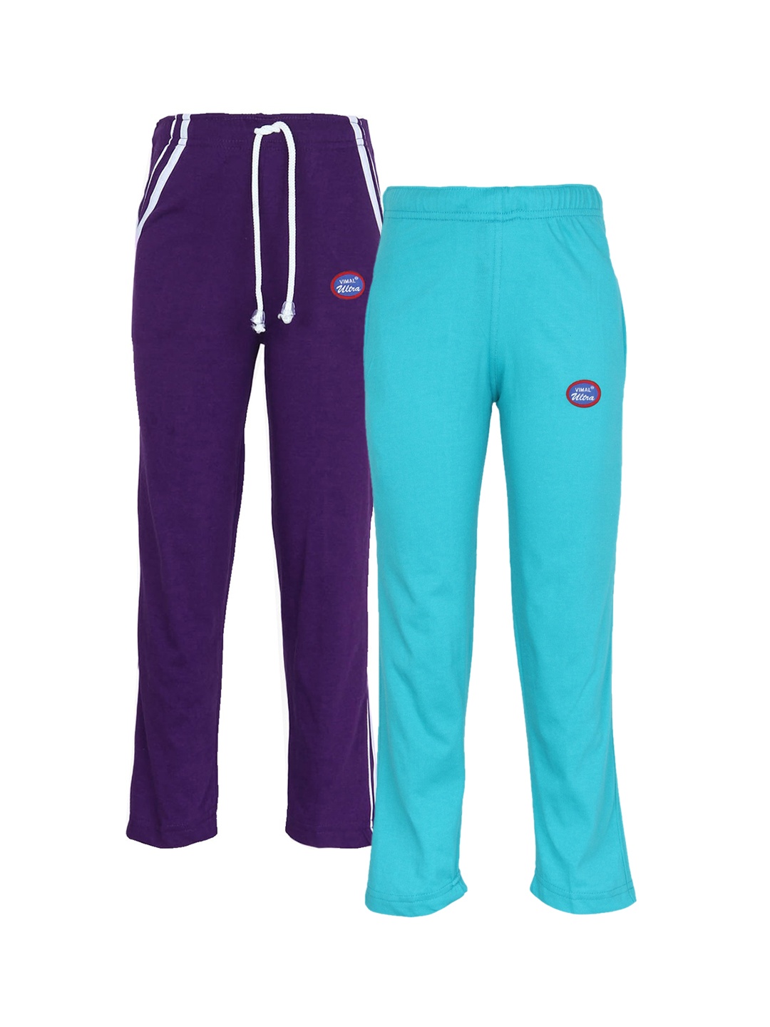 

VIMAL JONNEY Pack Of 2 Kids Purple & Blue Cotton Track Pants