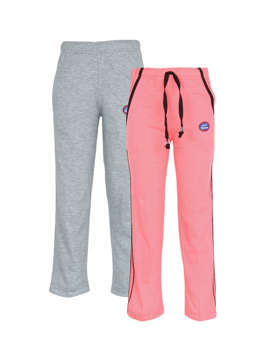 

VIMAL JONNEY Kids Pack of 2 Peach & Grey Melange Track Pants