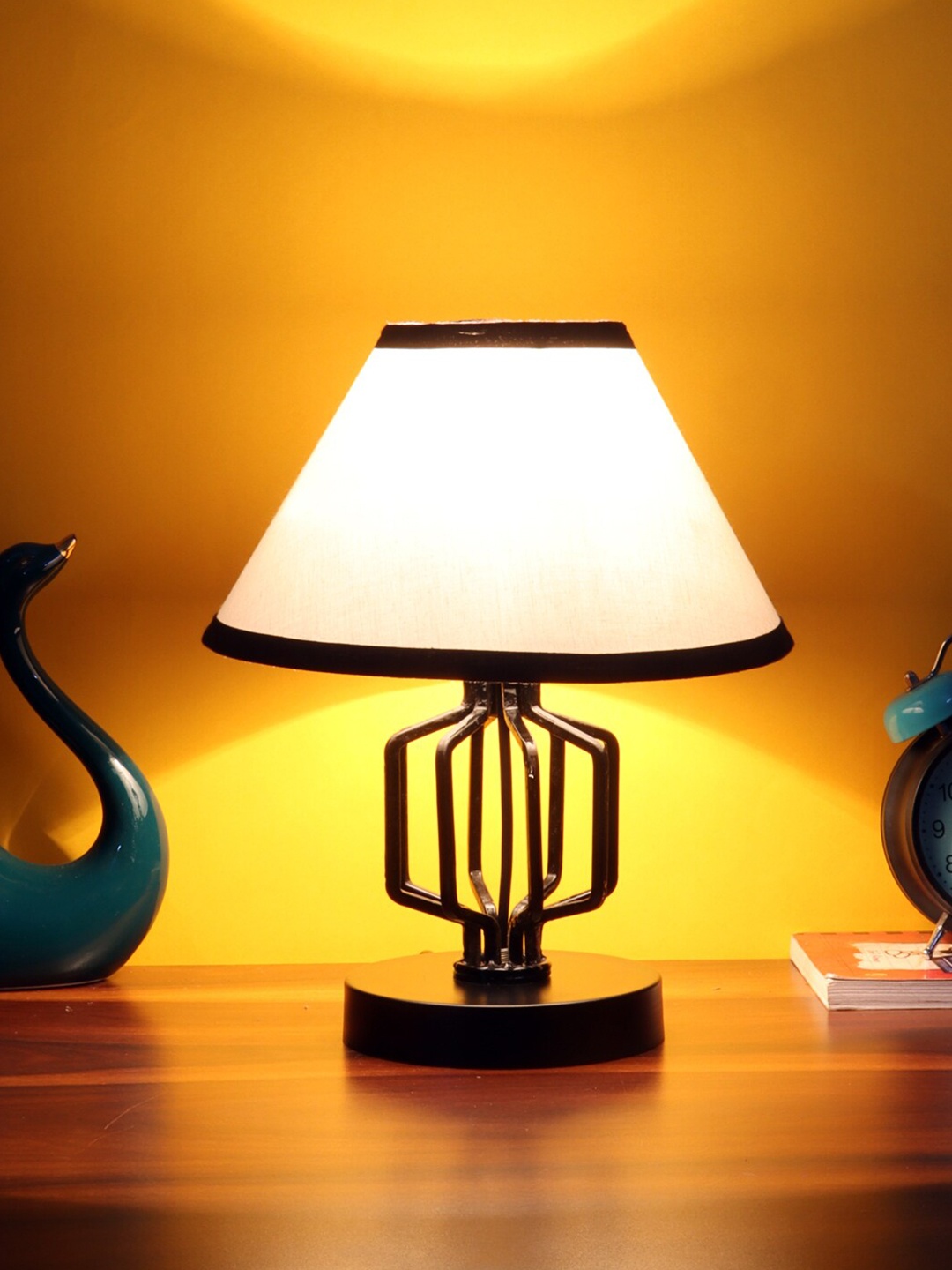 

Devansh White & Black Cotton Table Lamp with Iron Base