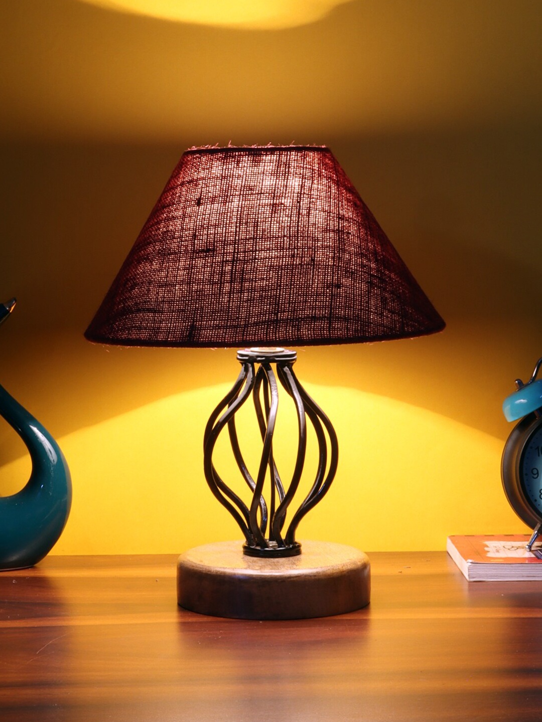 

Devansh Maroon Jute Table Lamp with Wood & Iron Base