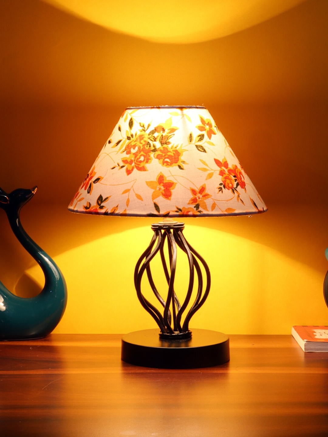 

Devansh Multicoloured Printed Cotton Table Lamp With Iron Base, Multi