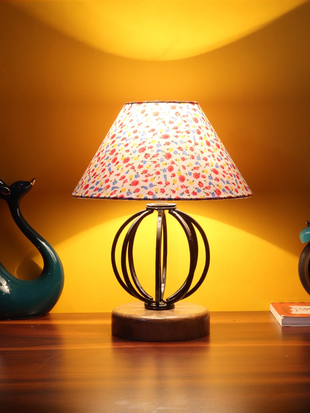 

Devansh Multicoloured Printed Cotton Table Lamp With Iron Base, Multi