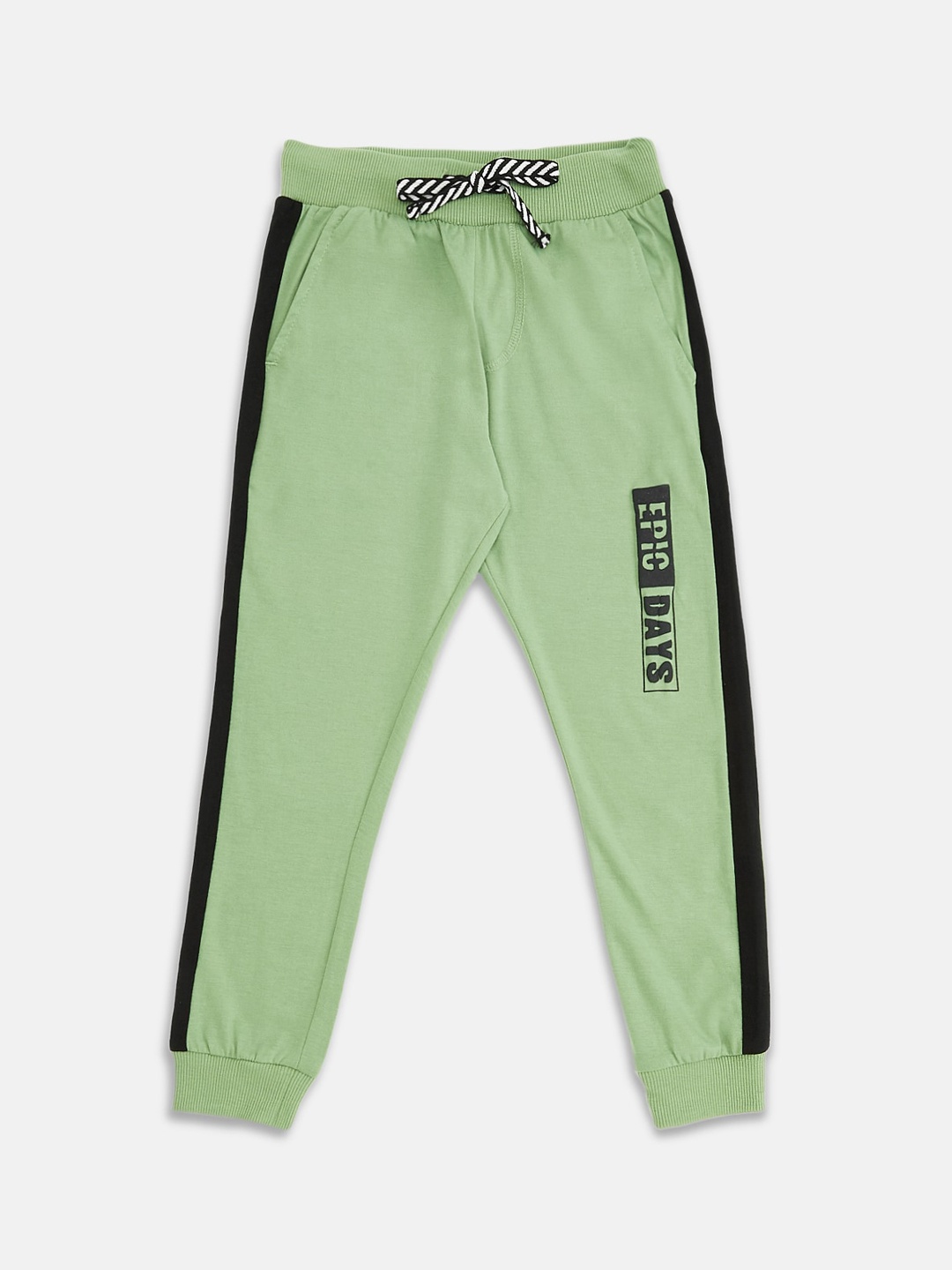 

Pantaloons Junior Boys Green & Black Colourblocked Cotton Regular Fit Track Pants