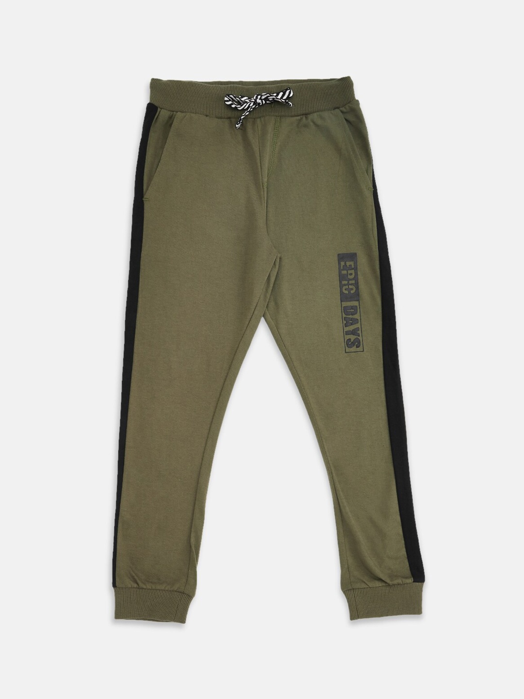 

Pantaloons Junior Boys Olive Green Solid Pure Cotton Joggers