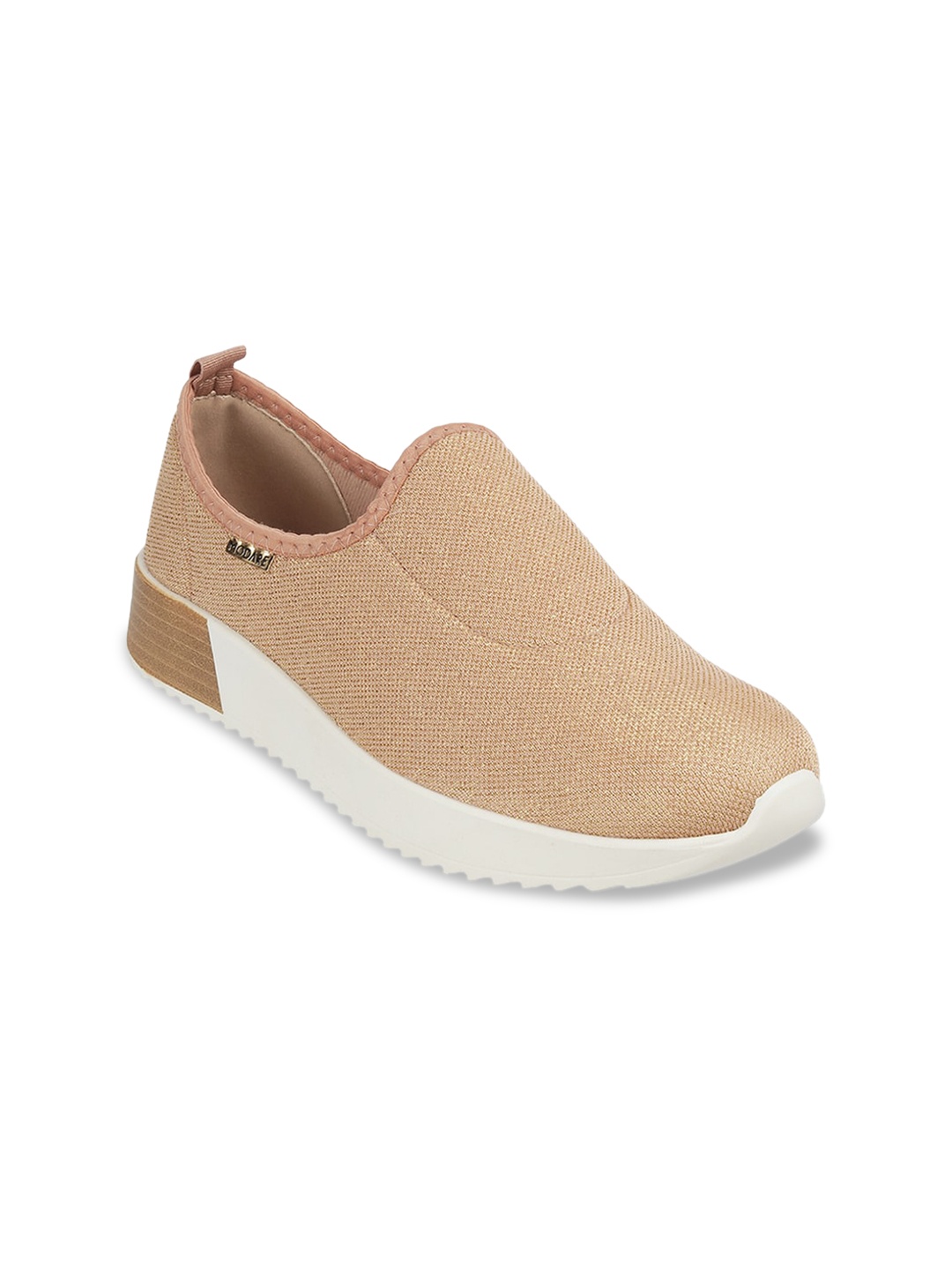 

MODARE Women Beige Slip-On Sneakers