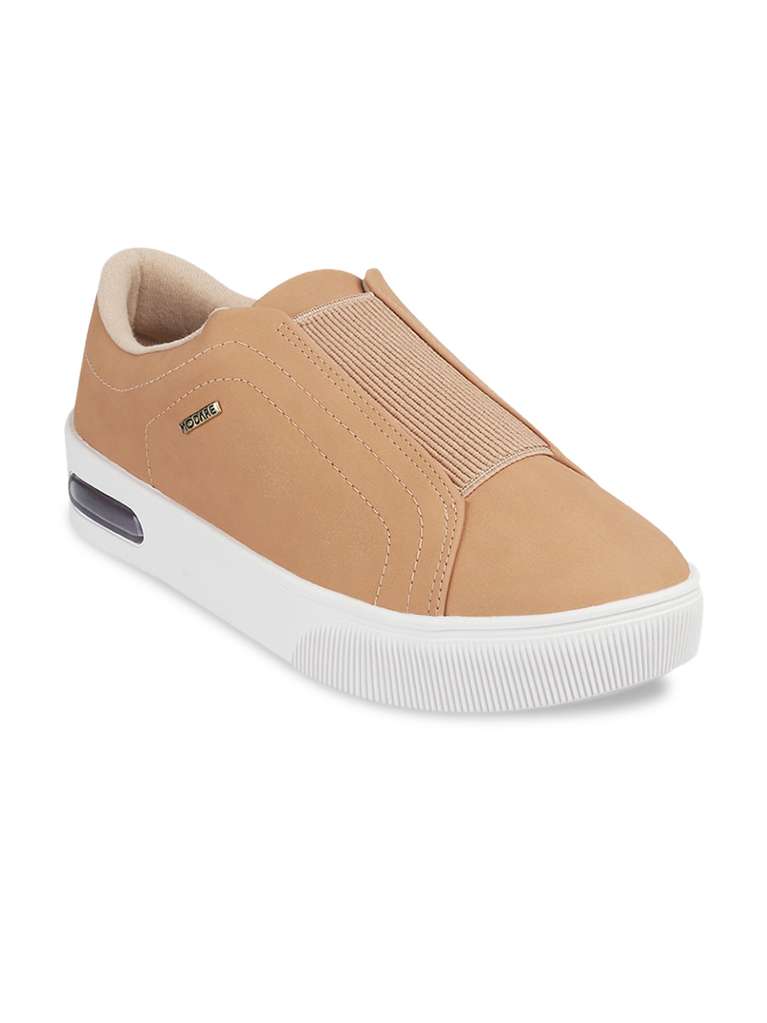 

MODARE Women Beige Slip-On Sneakers