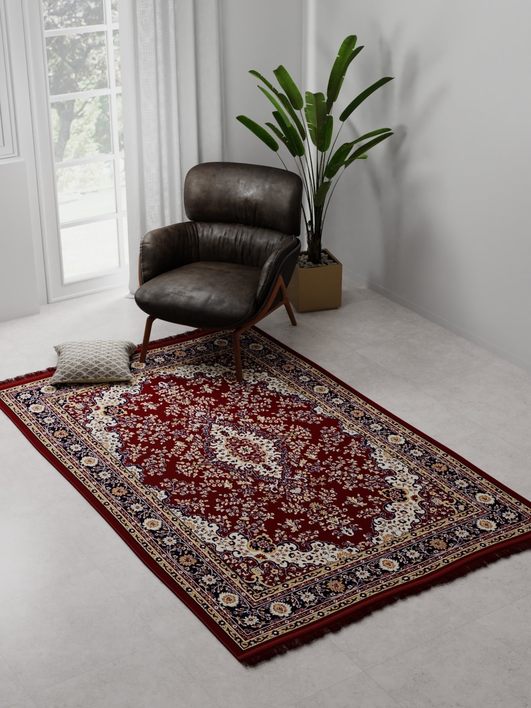 

Raymond Home Maroon & Yellow Ethnic Motifs Printed Carpet