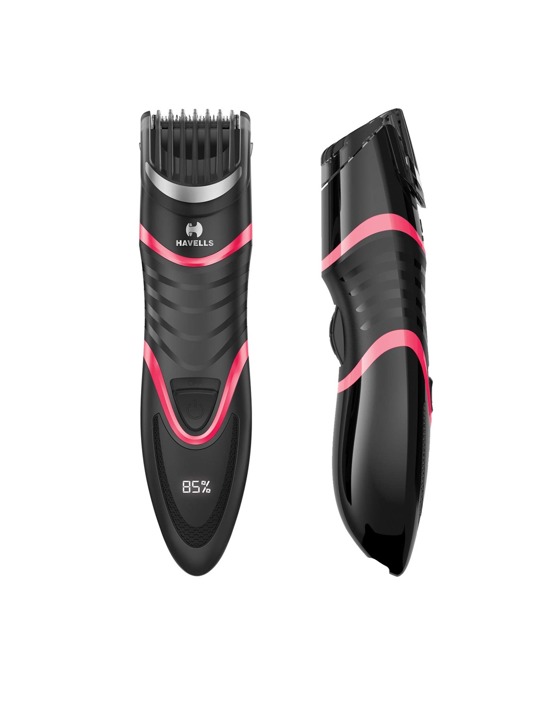 

Havells Men Black & Red BT9009 Digital and USB Quick Charging Zoom Wheel Beard Trimmer