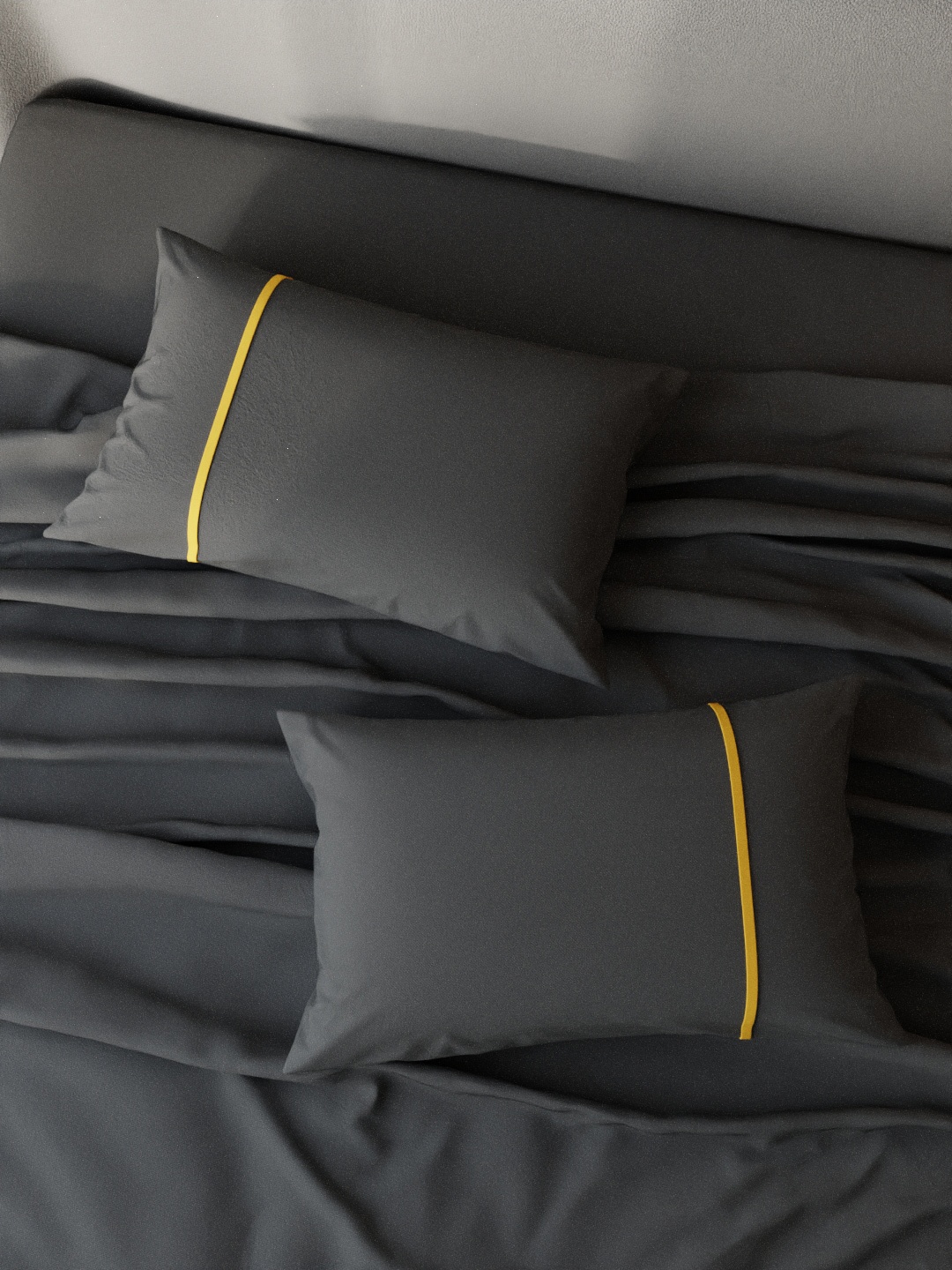 

Stoa Paris Pack Of 2 Grey & Yellow Solid 144 TC Pure Cotton Pillow Covers