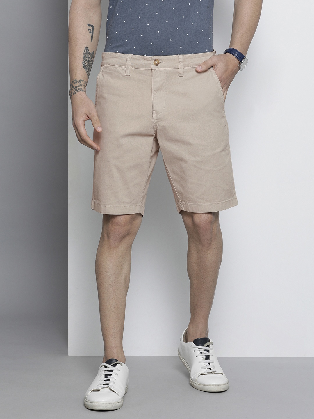 

Nautica Men Beige Solid Slim Fit Regular Shorts