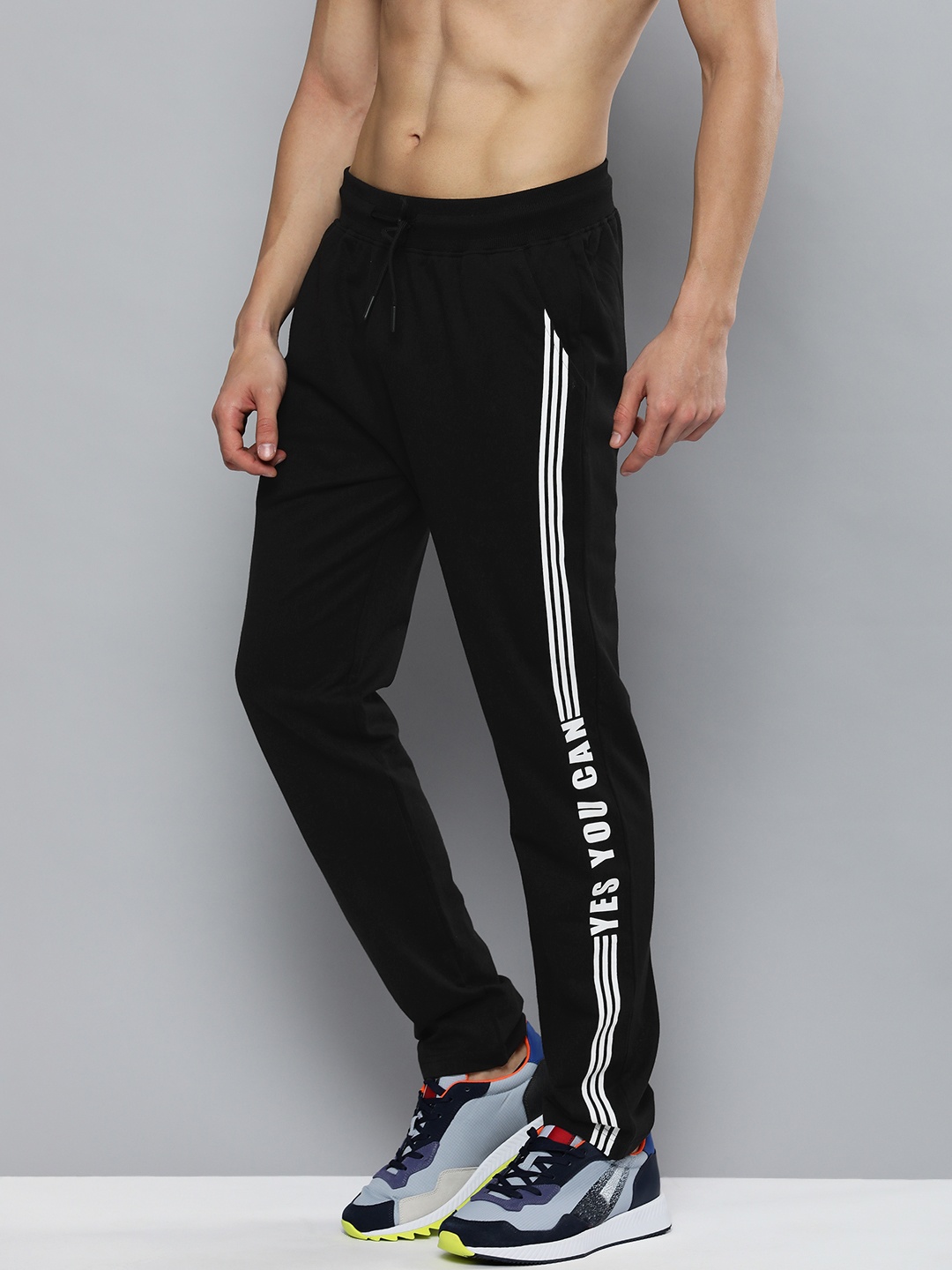 

HERE&NOW Men Black & White Printed Track Pants