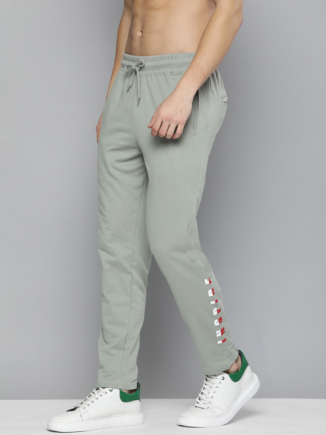 

HERE&NOW Men Grey Solid Regular Fit Mid Rise Pure Cotton Track Pants