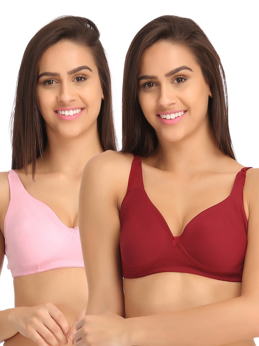 

Clovia Pack Of 2 Cotton Non-Padded Full Cup Bra- Multicolor, Pink