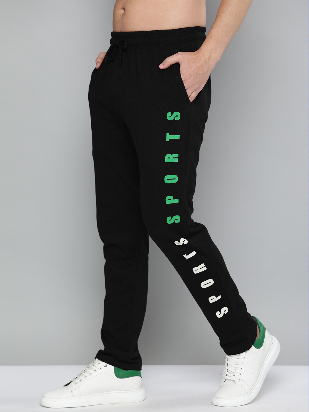 

HERE&NOW Men Black & White Printed Track Pants