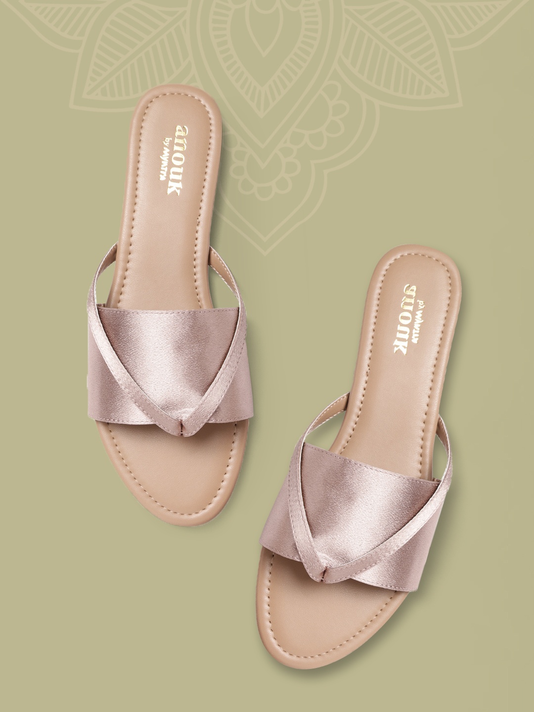

Anouk Women Rose Gold Toned Solid Open Toe Flats