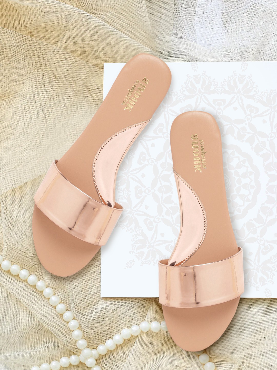 

Anouk Women Rose-Gold Toned Solid Open Toe Flats