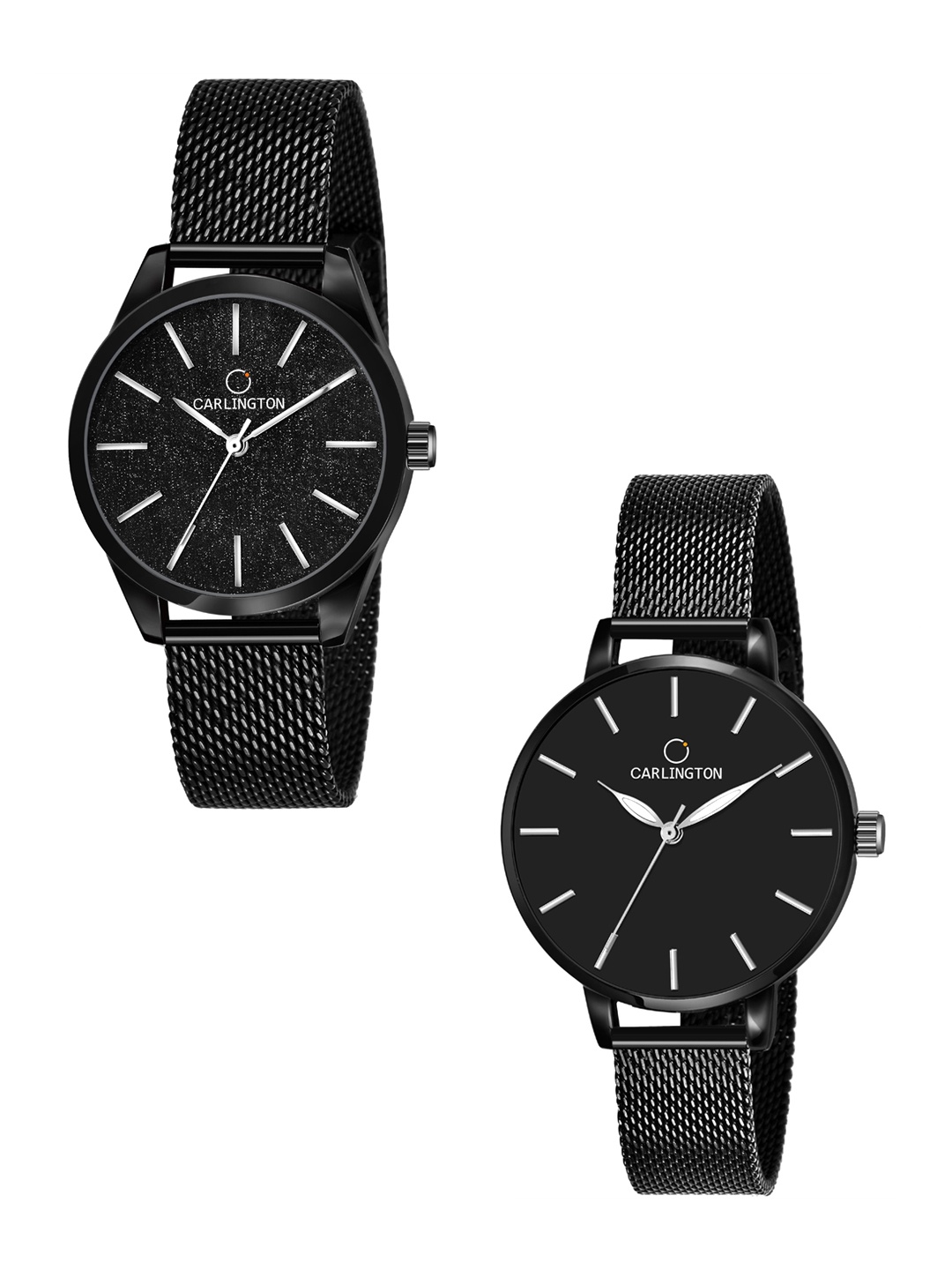 

CARLINGTON Women Set Of 2 Stainless Steel Bracelet Style Straps Analogue Watch, Multi