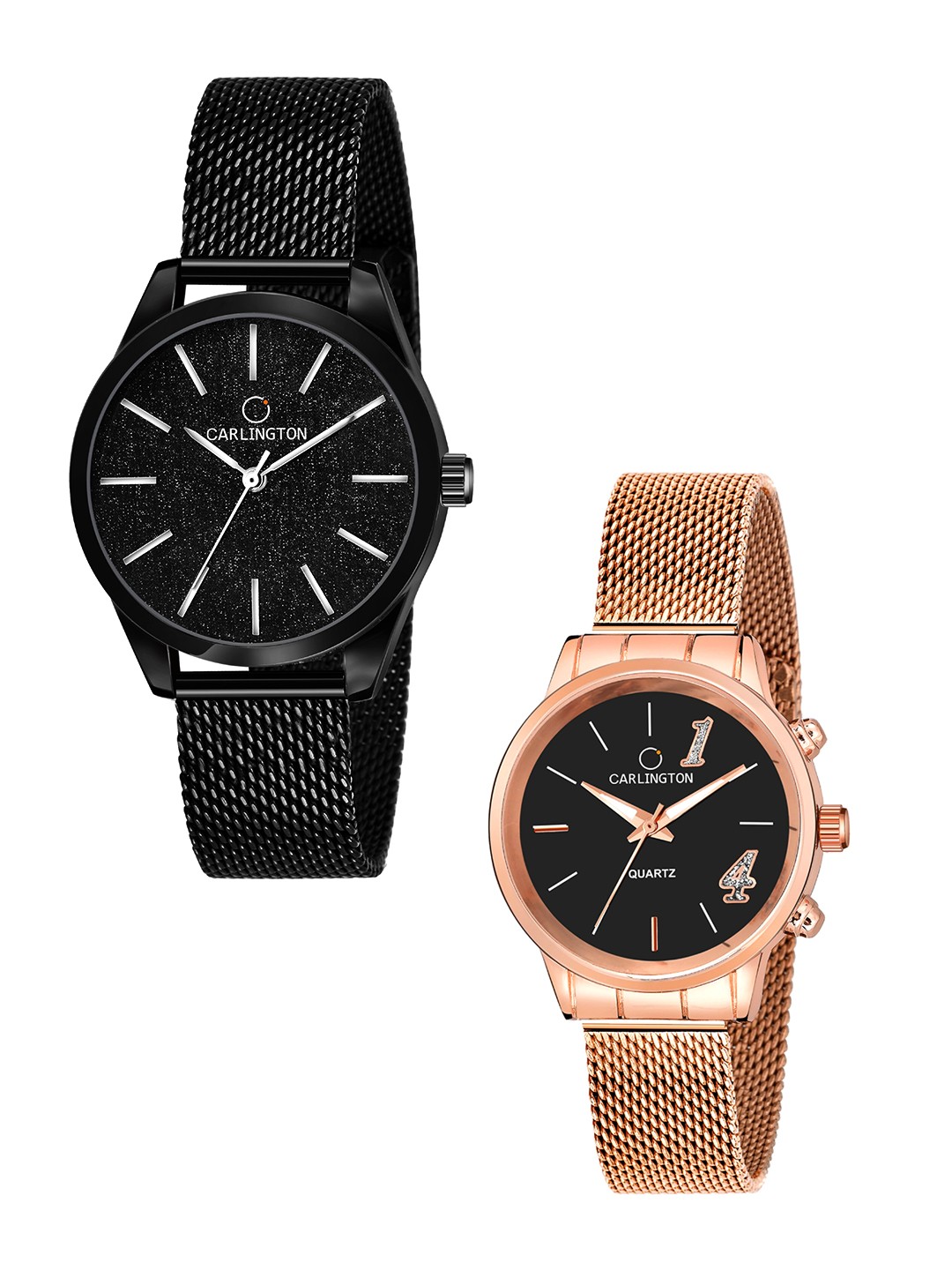 

CARLINGTON Set of 2 Women Analogue Watch - CT2001 Black-CT2012 RoseBlack