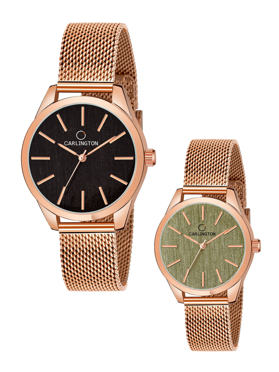

CARLINGTON Women Set of 2 Analogue Watch - CT2001 RoseBlack-CT2001 RoseGreen, Multi