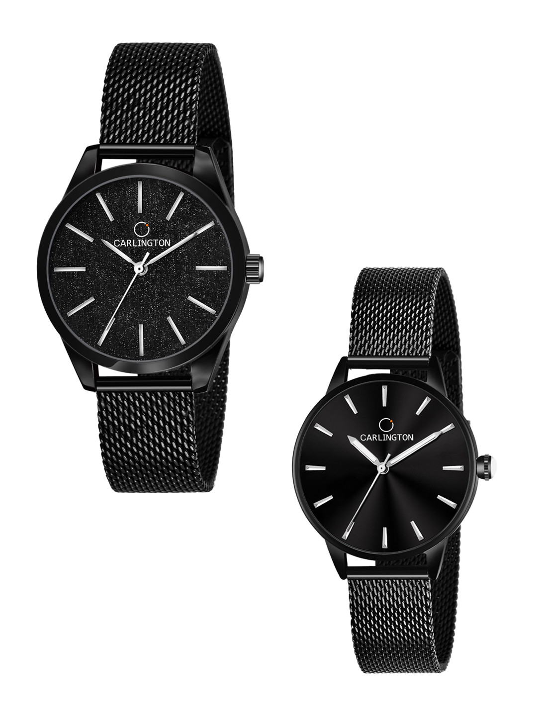 

CARLINGTON Women Set Of 2 Black Analogue Watch CT2001 CT2007